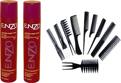 zizzyy Hair Styling Spray Red Hair Spray FOR SUPER HOLD 420ml + 420Mml with 10 HAIR COMB SET PERFECT COMBO FOR MEN(12 Items in the set)