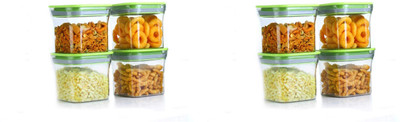Analog Kitchenware Polypropylene Grocery Container  - 550 ml(Pack of 8, Green)