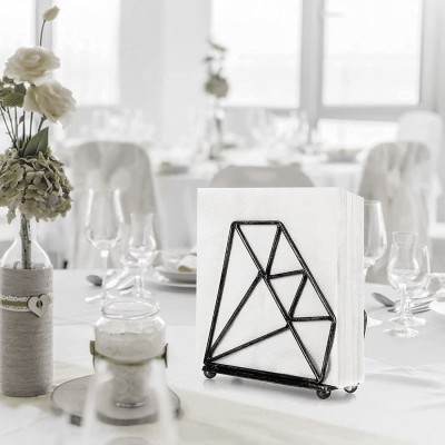 Dezine Elements 1 Compartments Iron Napkin Holder Diamond Shape Black(Black)