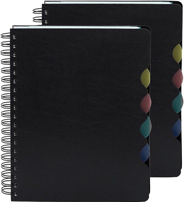 STORITE Premium Series Soft Cover 5 Subject Spiral Binding Notebook A5 Diary Single 300 Pages(Black, Pack of 2)