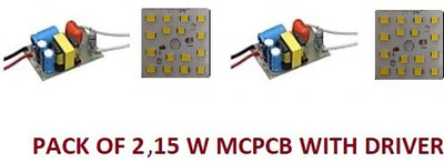 Onas 2 Pcs 15 Watt MCPCB with Driver LED Bulb Raw Material CoolDay WHITE Color Light Electronic Hobby Kit