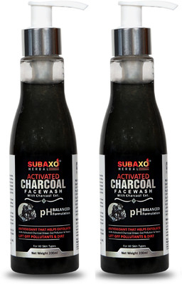 Subaxo HERBAL ACTIVATED CHARCOAL FACE WASH 2 PC EACH OF 200 ML Face Wash(400 ml)