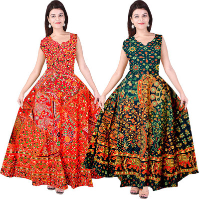 Neepy Flared/A-line Gown(Red, Green)
