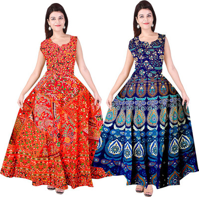 Neepy Anarkali Gown(Red, Dark Blue)
