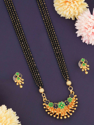 Springal Alloy Gold-plated Black Jewellery Set(Pack of 1)