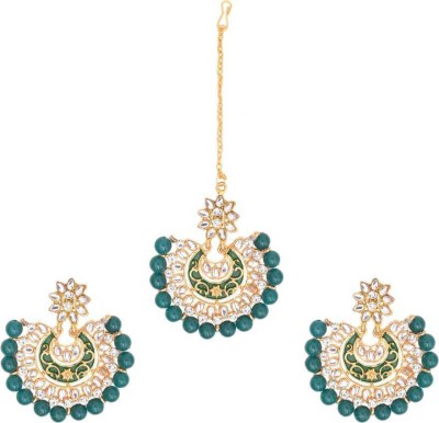 Unique Collection Alloy Gold-plated Green Jewellery Set(Pack of 1)