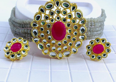 naitika arts Alloy Gold-plated Grey Jewellery Set(Pack of 1)