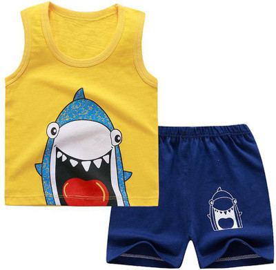 Bold N Elegant Baby Boys & Baby Girls Casual T-shirt Shorts(Yellow, Dark Blue)