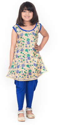 TINY TOON Girls Casual Dhoti & Kurta Set(Blue Pack of 1)