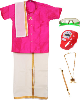 joy readymades Boys Festive & Party Dhoti & Kurta Set(Pink Pack of 1)