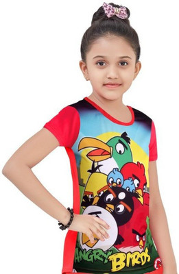 cuitees Girls Casual Polyester Blend Top(Red, Pack of 1)