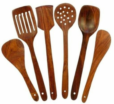 QUEEN ART HANDICRAFTS Wooden Ladle(Pack of 6)