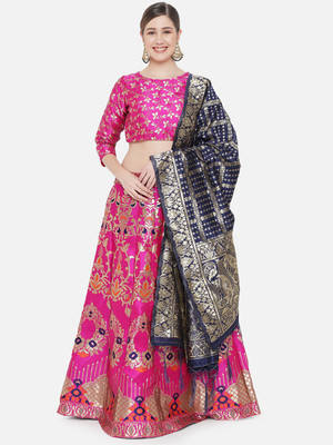 SHREE CREATION Self Design Semi Stitched Lehenga Choli(Pink)