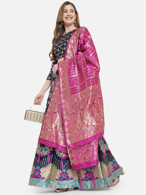 MR Y Self Design Semi Stitched Lehenga Choli(Dark Blue)