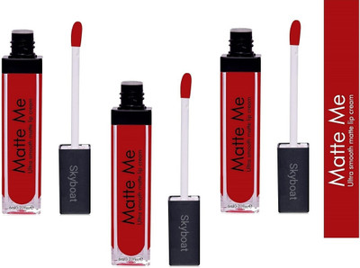 SKYBOAT LONG LASTING WATERPROOF HOT RED COLOR MATTE ME LIPSTICK 4 ML EACH(RED, 4 ml)
