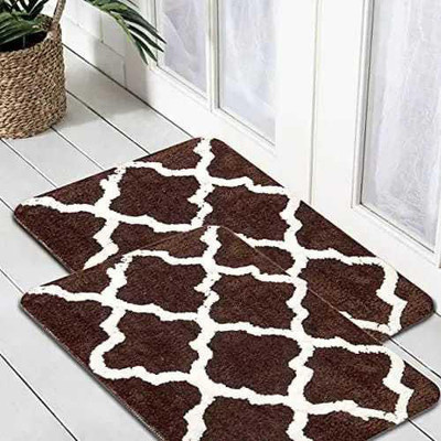 Nirawals Microfiber Floor Mat(Brown, Medium, Pack of 2)