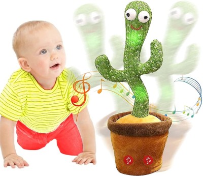 AASAVI Dancing Cactus Toy | LED Lights & Talking Musical Dancing Plush Cactus toy | Early Educational Toy for Kids Babies Children | Wriggle & Singing Repeating What You Say Cactus Toys 120 Songs (Red Cap Red Muffler)(Green)