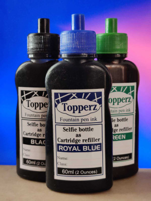 topperz FOUNTAIN PEN Ink Bottle(Pack of 3, Ink Color - Green, Blue, Black)
