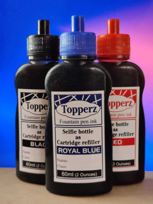 topperz fountain pen Ink Bottle(Pack of 3, Ink Color - Red, Blue, Black)