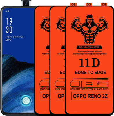 Laxdom Edge To Edge Tempered Glass for OPPO Reno 2z(Pack of 3)