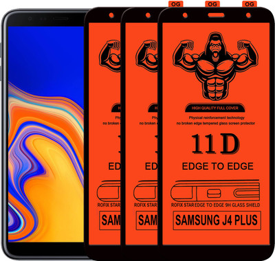 Laxdom Edge To Edge Tempered Glass for SAMSUNG GALAXY J4 PLUS(Pack of 3)