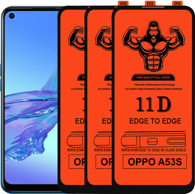 Laxdom Edge To Edge Tempered Glass for OPPO A53S(Pack of 3)