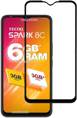 LIKEDESIGN Edge To Edge Tempered Glass for Tecno Spark 8C, Spark 8C(Pack of 1)