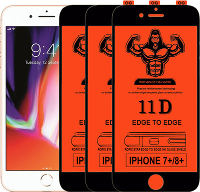 Laxdom Edge To Edge Tempered Glass for Apple iPhone 8 Plus(Pack of 3)