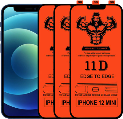 Laxdom Edge To Edge Tempered Glass for APPLE IPHONE 12 MINI(Pack of 3)