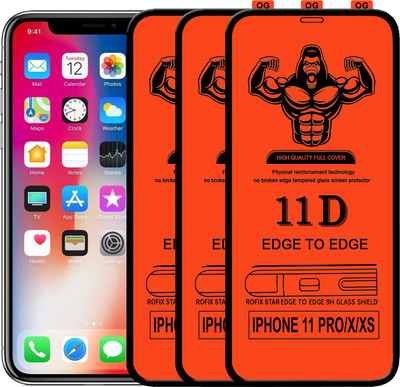 Laxdom Edge To Edge Tempered Glass for Apple iPhone XS(Pack of 3)
