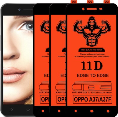 Laxdom Edge To Edge Tempered Glass for Oppo A37f(Pack of 3)