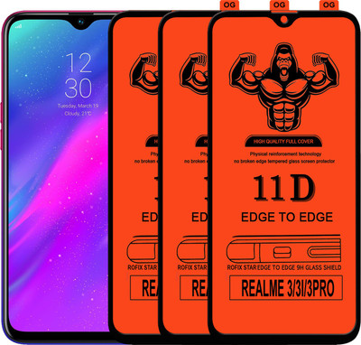 Laxdom Edge To Edge Tempered Glass for Realme 3i(Pack of 3)