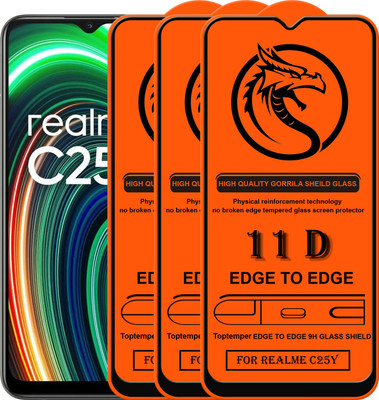 TOPTEMPER Edge To Edge Tempered Glass for REALME C25Y(Pack of 3)