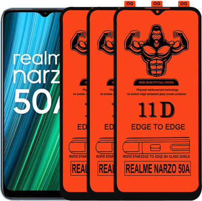 Laxdom Edge To Edge Tempered Glass for REALME NARZO 50A(Pack of 3)