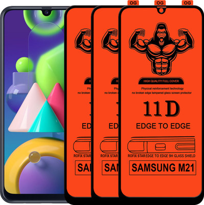 Laxdom Edge To Edge Tempered Glass for SAMSUNG GALAXY M21(Pack of 3)