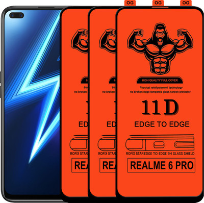 Laxdom Edge To Edge Tempered Glass for REALME 6 PRO(Pack of 3)