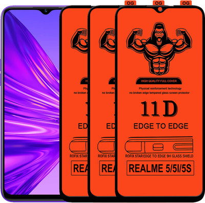Laxdom Edge To Edge Tempered Glass for REALME 5(Pack of 3)