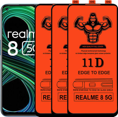 Laxdom Edge To Edge Tempered Glass for REALME 8 5G(Pack of 3)