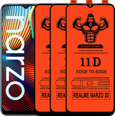 Laxdom Edge To Edge Tempered Glass for REALME NARZO 20(Pack of 3)