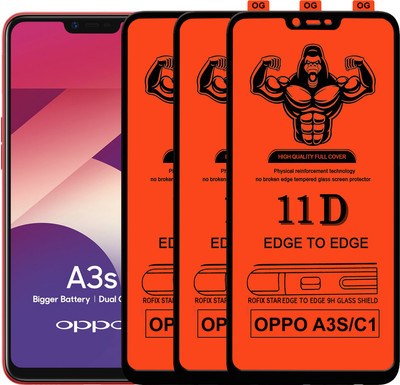Laxdom Edge To Edge Tempered Glass for Oppo A3s(Pack of 3)