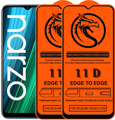 TOPTEMPER Edge To Edge Tempered Glass for REALME NARZO 50A(Pack of 2)