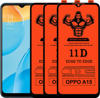 HQ Protection Edge To Edge Tempered Glass for OPPO A15(Pack of 3)