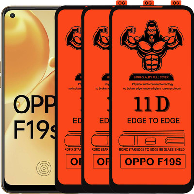 Laxdom Edge To Edge Tempered Glass for OPPO F19S(Pack of 3)