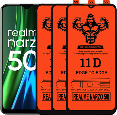 Laxdom Edge To Edge Tempered Glass for REALME NARZO 50I(Pack of 3)
