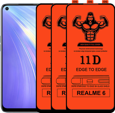 Laxdom Edge To Edge Tempered Glass for REALME 6(Pack of 3)