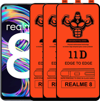 Laxdom Edge To Edge Tempered Glass for REALME 8(Pack of 3)