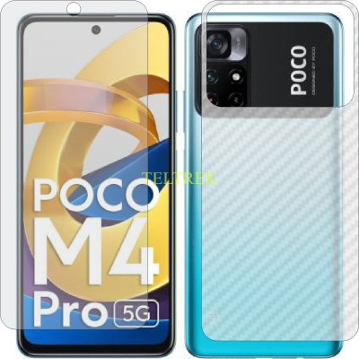 TELTREK Front and Back Screen Guard for XIAOMI REDMI POCO M4 PRO 5G (Front Matte Finish & Back 3d Carbon Fiber)(Pack of 2)