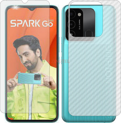 ZINGTEL Front and Back Screen Guard for TECNO SPARK GO 2022 KG5 (Front Matte Finish & Back 3d Carbon Fiber)(Pack of 2)