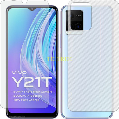 TELTREK Front and Back Screen Guard for VIVO Y 21 T V2135 (Front Matte Finish & Back 3d Carbon Fiber)(Pack of 2)
