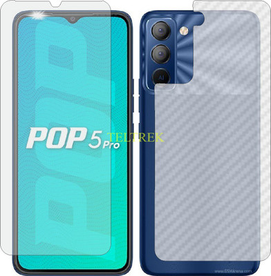 TELTREK Front and Back Screen Guard for TECNO POP 5 PRO (Front Matte Finish & Back 3d Carbon Fiber)(Pack of 2)